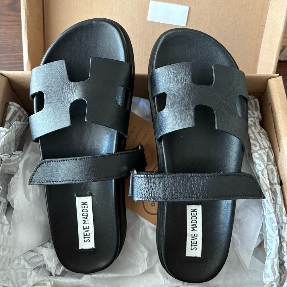 ✨NEW✨Steve Madden Mayven Black Leather Sandals